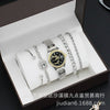 Fashion Women's Alloy Quartz Watch With Imitation Leather Strap And Stainless Steel Clasp