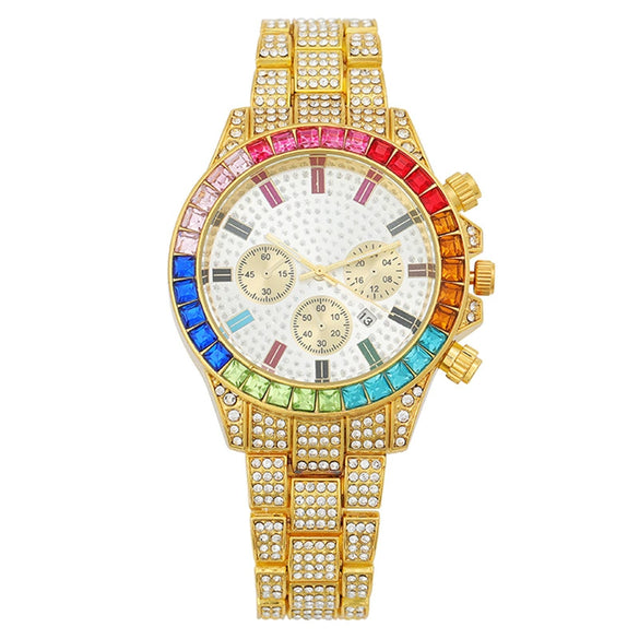 Fashion Women's Alloy Watch With Threeeye Design And Mineral Strengthened Glass Mirror