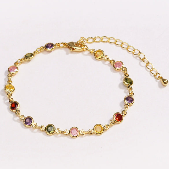 Fashion Women's Artificial Crystal Zircon Color Bracelet Set With Diamonds