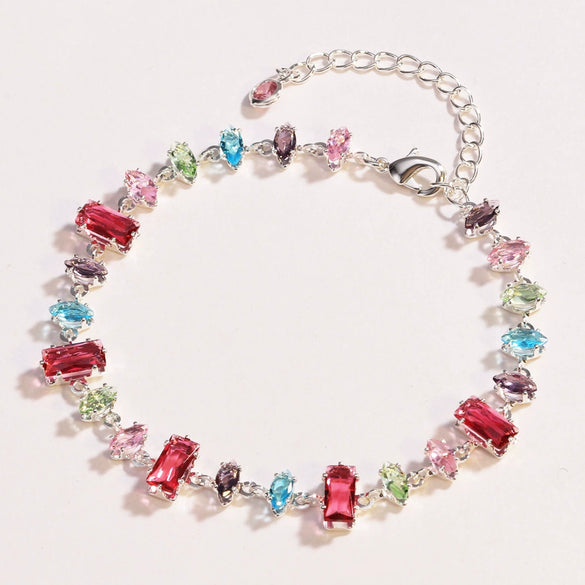 Fashion Women's Artificial Crystal Zircon Color Bracelet Set With Diamonds