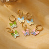 Fashion Women's Butterfly Titanium Steel And Stainless Steel Earrings With Oil Dropping And Electroplating