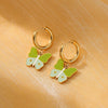Fashion Women's Butterfly Titanium Steel And Stainless Steel Earrings With Oil Dropping And Electroplating