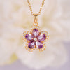 Fashion Women's Copper Titanium Steel Zircon Necklace With Flower Pattern And Electroplating Process