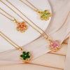 Fashion Women's Copper Titanium Steel Zircon Necklace With Flower Pattern And Electroplating Process