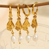 Fashion Women's Earrings Freshwater Pearl 316L Stainless Steel Electroplated
