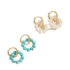 Fashion Women's Freshwater Pearl Natural Stone Copper 14K Gold Plated Geometric Earrings
