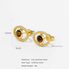 Fashion Women's Geometric Stainless Steel Electroplated Brown Gemstone Earrings