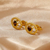 Fashion Women's Geometric Stainless Steel Electroplated Brown Gemstone Earrings
