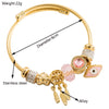 Fashion Women's Golden Devil's Eye Diamond Pendant Stainless Steel Alloy Bracelet