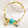Fashion Women's Golden Devil's Eye Diamond Pendant Stainless Steel Alloy Bracelet