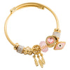 Fashion Women's Golden Devil's Eye Diamond Pendant Stainless Steel Alloy Bracelet