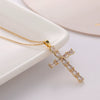 Fashion Women's Jewelry Copper Real Gold Electroplated Microinlay Colorful Zircon Water Drops Cross Necklace