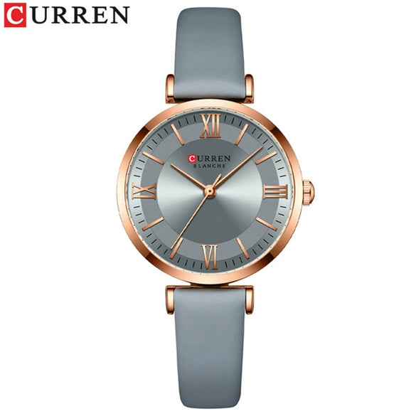 Fashion Women's Metal Alloy Plexiglass Mirror Round Dial Quartz Watch With Horseshoe Buckle