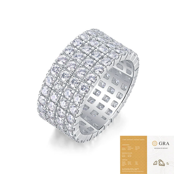 Fashion Women's Moissanite Ring 925 Silver Geometric Style Set With Diamonds