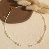 Fashion Women's Natural Pearl 316L Stainless Steel Electroplated Clavicle Chain Necklace