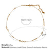 Fashion Women's Natural Pearl 316L Stainless Steel Electroplated Clavicle Chain Necklace