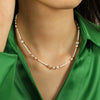 Fashion Women's Natural Pearl 316L Stainless Steel Electroplated Clavicle Chain Necklace