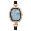 Fashion Women's Oval Alloy Case Imitation Leather Strap Quartz Watch With Stainless Steel Pin Buckle