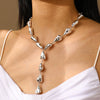 Fashion Women's Plastic Yshaped Water Drop Heart Tassel Necklace With Electroplating
