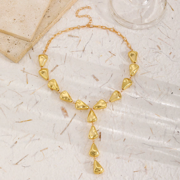Fashion Women's Plastic Yshaped Water Drop Heart Tassel Necklace With Electroplating