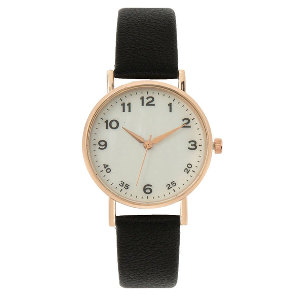 Fashion Women's Quartz Watch Alloy Case Imitation Leather Strap Stainless Steel Buckle Round Dial