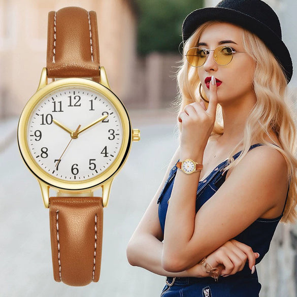 Fashion Women's Quartz Watch Alloy Strap Stainless Steel Clasp Round Dial