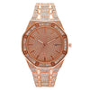 Fashion Women's Quartz Watch With Diamond Round Dial Metal Case And Strap Single Folding Buckle