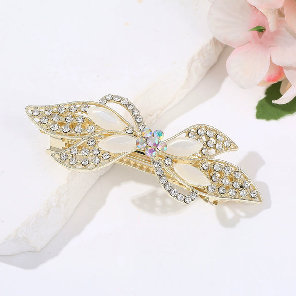 Fashion Women's Rhinestone Hairpin With Butterfly And Small Flower Design And Baking Paint Process