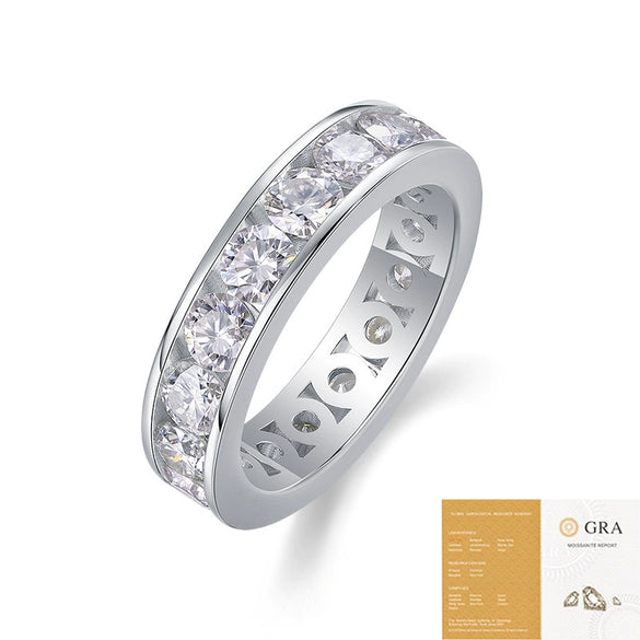 Fashion Women's S925 Silver Geometric Moissanite Ring