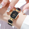 Fashion Women's Small Sugar Watch Bracelet With Large Gem Zinc Alloy Case Imitation Leather Strap Stainless Steel Buckle Round Dial Mineral Reinforced Glass Mirror Onion Crown