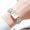 Fashion Women's Small Sugar Watch Bracelet With Large Gem Zinc Alloy Case Imitation Leather Strap Stainless Steel Buckle Round Dial Mineral Reinforced Glass Mirror Onion Crown