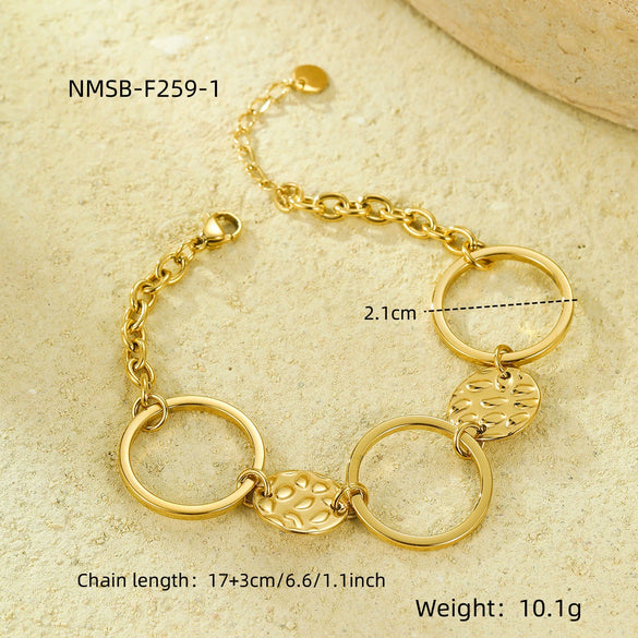 Fashion Women's Stainless Steel Circle Texture Electroplated Bracelet
