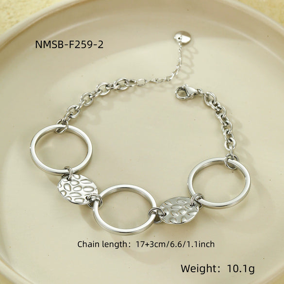 Fashion Women's Stainless Steel Circle Texture Electroplated Bracelet