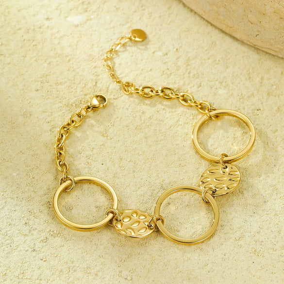 Fashion Women's Stainless Steel Circle Texture Electroplated Bracelet