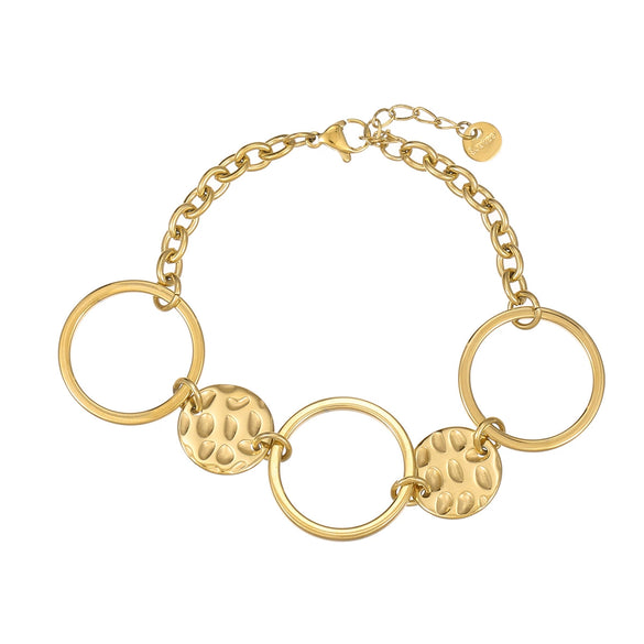 Fashion Women's Stainless Steel Circle Texture Electroplated Bracelet