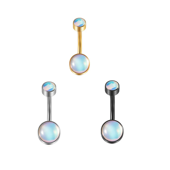 Fashion Women's Stainless Steel Geometric Doubleheaded Flash Navel Ring Dripping Oil Navel Piercing Jewelry