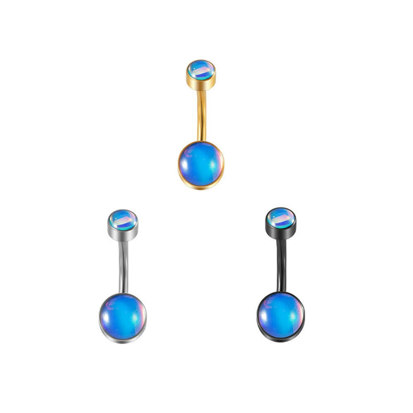 Fashion Women's Stainless Steel Geometric Doubleheaded Flash Navel Ring Dripping Oil Navel Piercing Jewelry