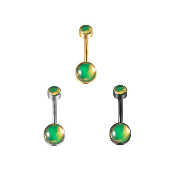 Fashion Women's Stainless Steel Geometric Doubleheaded Flash Navel Ring Dripping Oil Navel Piercing Jewelry