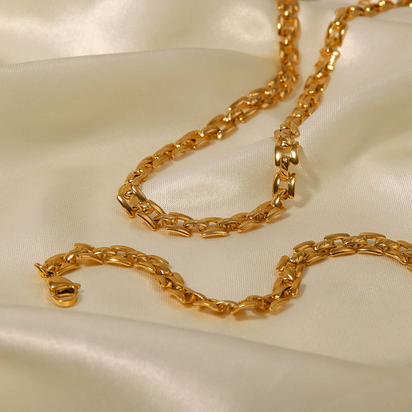 Fashion Women's Stainless Steel Geometric Pendant Chain Bracelet 18K Goldplated Electroplated
