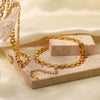 Fashion Women's Stainless Steel Geometric Pendant Chain Bracelet 18K Goldplated Electroplated