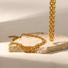 Fashion Women's Stainless Steel Geometric Pendant Chain Bracelet 18K Goldplated Electroplated