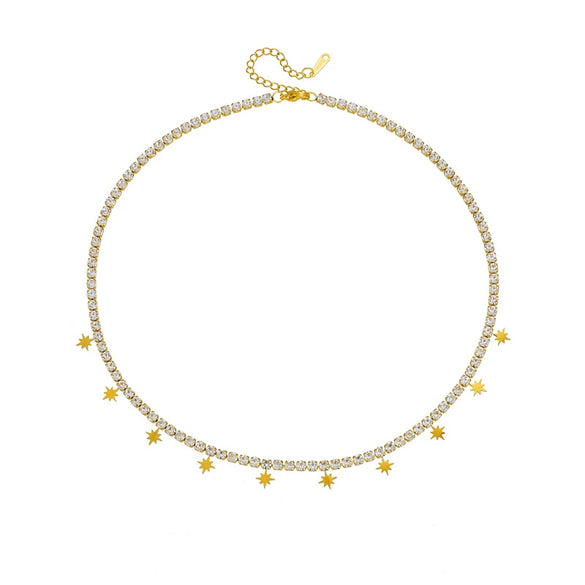 Fashion Women's Titanium Steel Eightpointed Star Necklace With Electroplating Treatment And Regular Chain