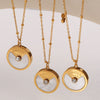 Fashion Women's 316L Stainless Steel Round Pendant Necklace With 18K Gold Plated Electroplating