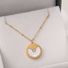 Fashion Women's 316L Stainless Steel Round Pendant Necklace With 18K Gold Plated Electroplating