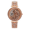 Fashion Women's Watch Set With Diamonds And Rhinestones Metal Round Leopard Style