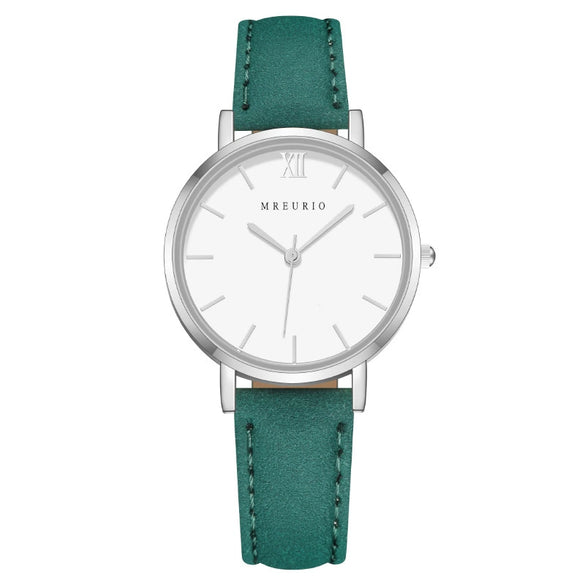 Fashion Women's Watch With Roman Pattern Leather Strap Metal Case And Round Dial