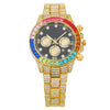 Fashion Women's Watch With Round Dial Alloy Case And Titanium Metal Clasp Set With Colored Diamonds