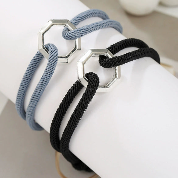 Fashion Woven Bracelet Unisex Geometric Rope Alloy Handmade
