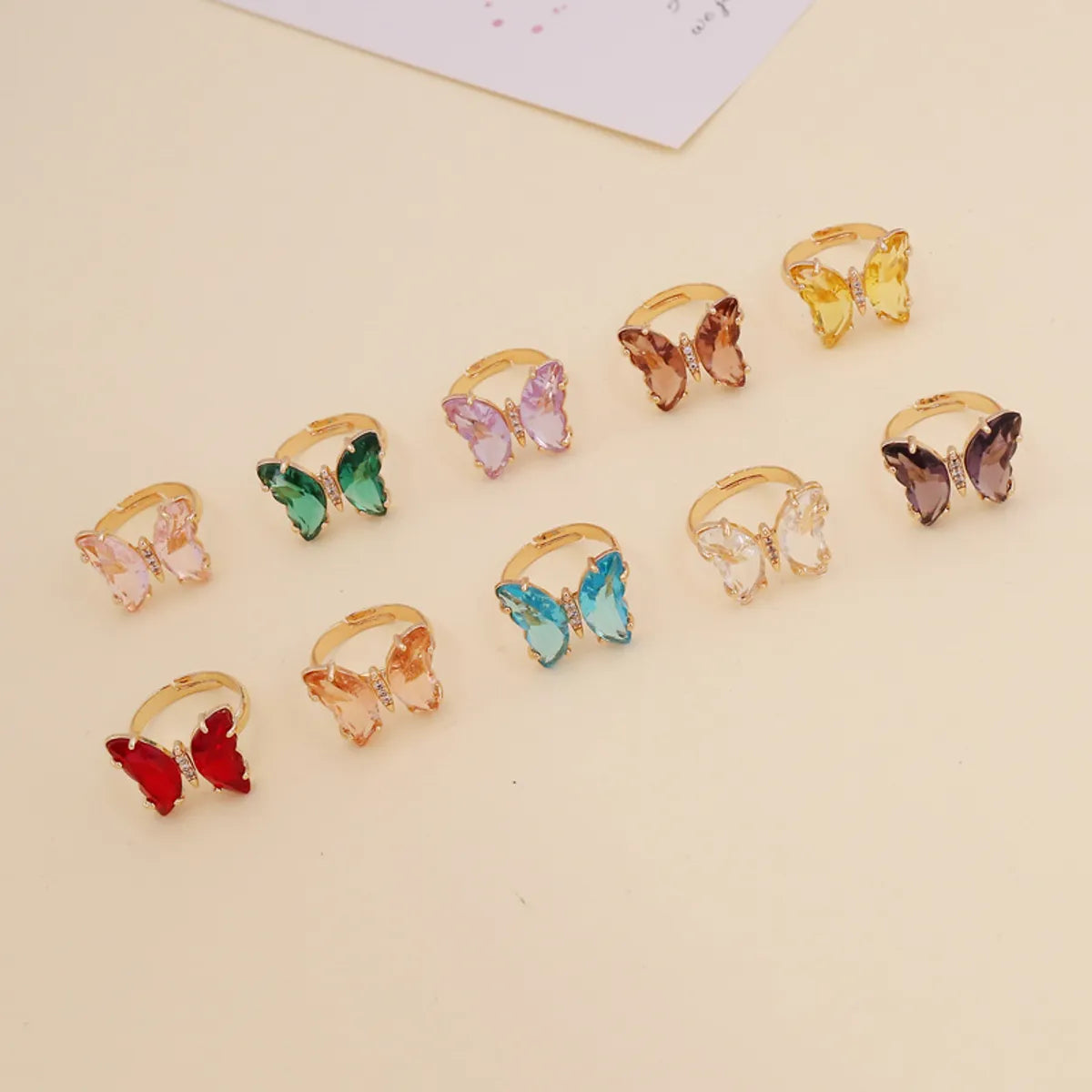 Fashion Zircon Butterfly Opening Adjustable Ring Wholesale