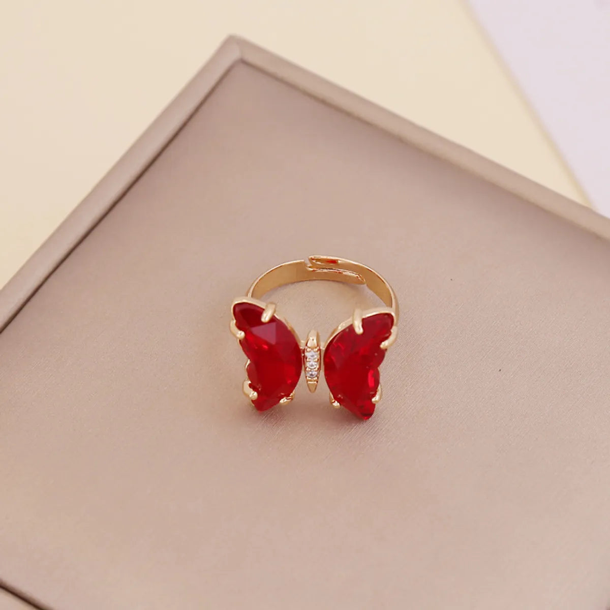 Fashion Zircon Butterfly Opening Adjustable Ring Wholesale